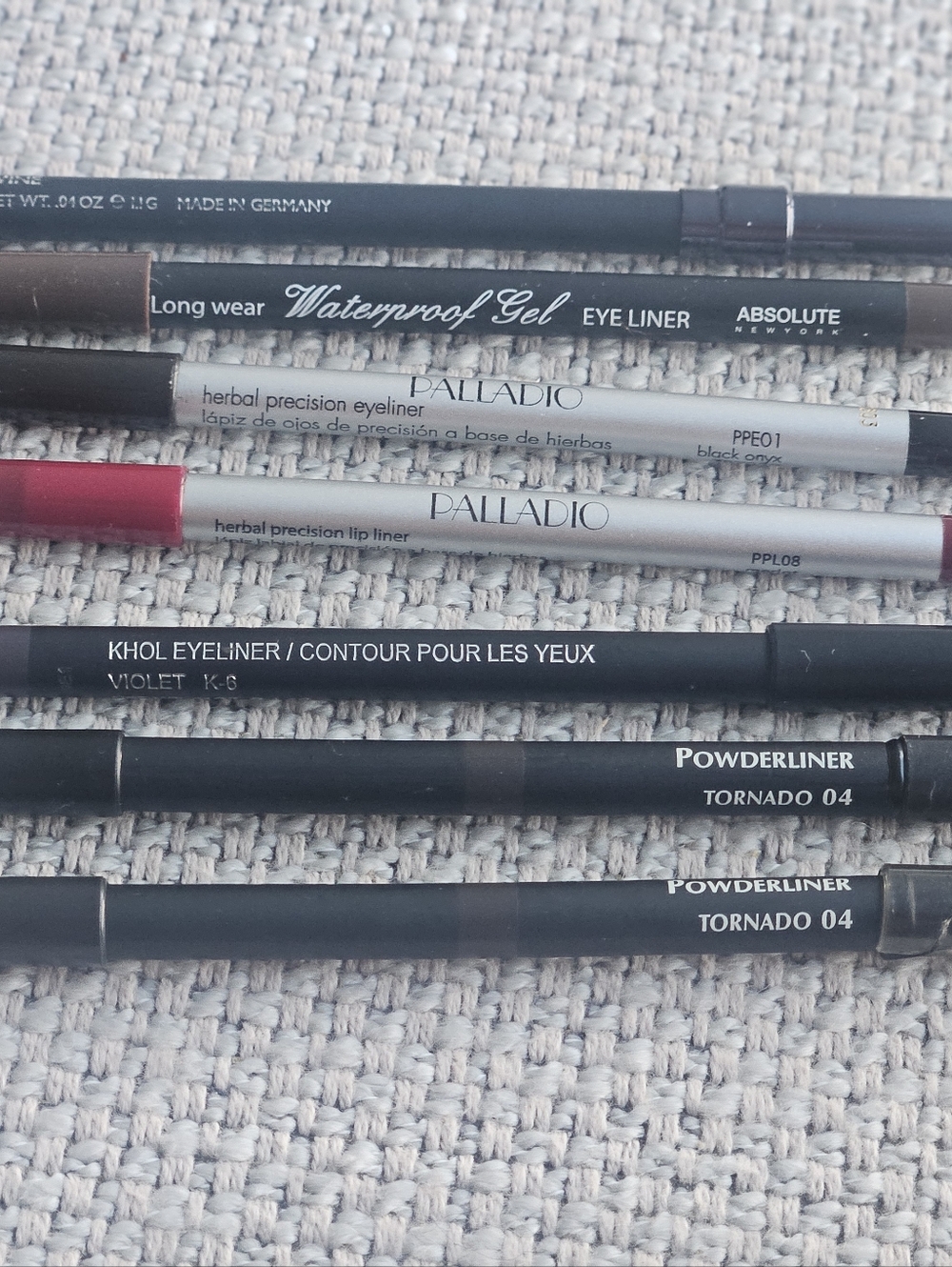 Set of new eye liners and lip liners